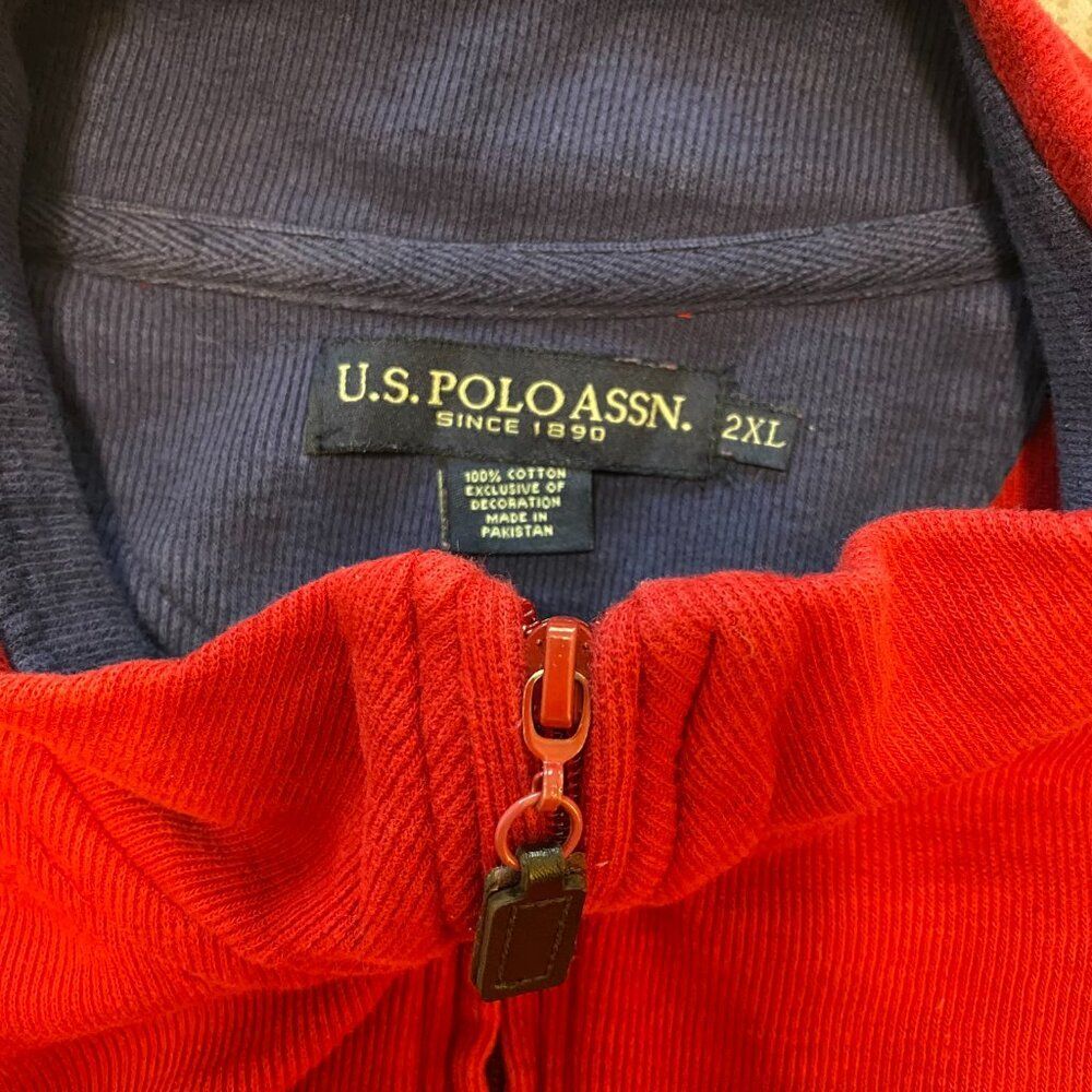 U.S. Polo Assn. Quarter Zip Sweater 100% Cotton Red Men's 2XL - Picture 6 of 11